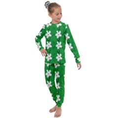 Flowers-green-white Kids  Long Sleeve Set 