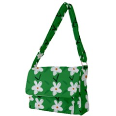 Flowers-green-white Full Print Messenger Bag (s) by nate14shop