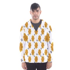 Flowers-gold-white Men s Hooded Windbreaker