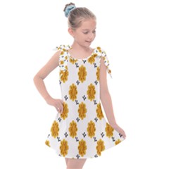 Flowers-gold-white Kids  Tie Up Tunic Dress by nate14shop