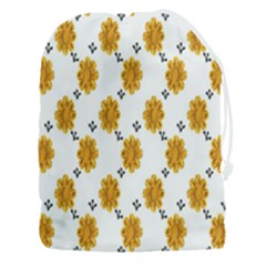 Flowers-gold-white Drawstring Pouch (3xl) by nate14shop