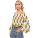 Flowers-gold-white Off Shoulder Flutter Bell Sleeve Top View2