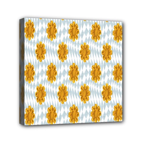Flowers-gold-blue Mini Canvas 6  X 6  (stretched)