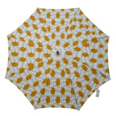 Flowers-gold-blue Hook Handle Umbrellas (large)