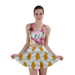Flowers-gold-blue Mini Skirt by nate14shop