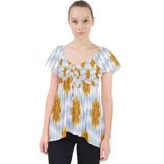 Flowers-gold-blue Lace Front Dolly Top by nate14shop