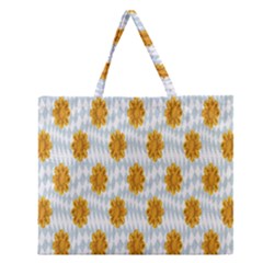 Flowers-gold-blue Zipper Large Tote Bag by nate14shop