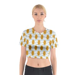 Flowers-gold-blue Cotton Crop Top by nate14shop