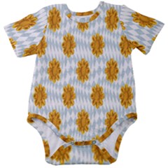 Flowers-gold-blue Baby Short Sleeve Onesie Bodysuit by nate14shop