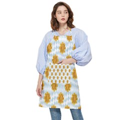 Flowers-gold-blue Pocket Apron