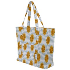 Flowers-gold-blue Zip Up Canvas Bag by nate14shop