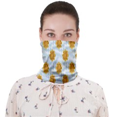 Flowers-gold-blue Face Covering Bandana (adult)