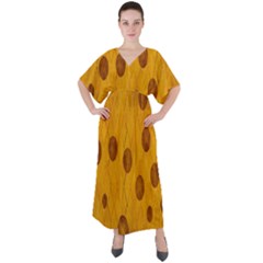 Mustard V-neck Boho Style Maxi Dress by nate14shop