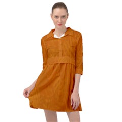 Orange Mini Skater Shirt Dress