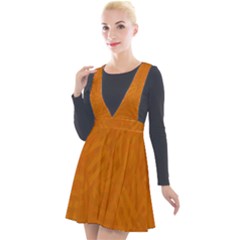 Orange Plunge Pinafore Velour Dress by nate14shop