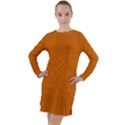 Orange Long Sleeve Hoodie Dress View1