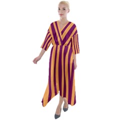 Images Ffiio,tiger Quarter Sleeve Wrap Front Maxi Dress