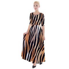 Seamless Zebra Stripe Half Sleeves Maxi Dress