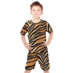 Greenhouse-fabrics-tiger-stripes Kids  Tee And Shorts Set by nate14shop