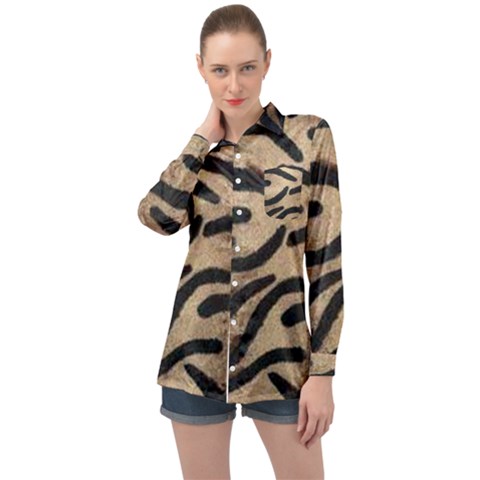 Tiger 001 Long Sleeve Satin Shirt by nate14shop