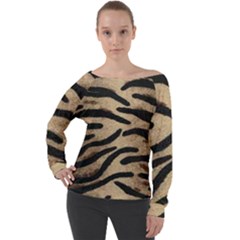 Tiger 001 Off Shoulder Long Sleeve Velour Top by nate14shop