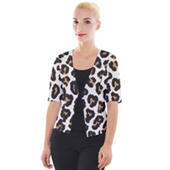 Tiger002 Cropped Button Cardigan