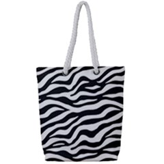 Tiger White-black 003 Jpg Full Print Rope Handle Tote (small) by nate14shop