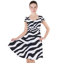 Tiger White-black 003 Jpg Cap Sleeve Midi Dress