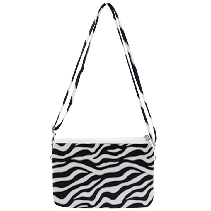 Tiger White-black 003 Jpg Double Gusset Crossbody Bag