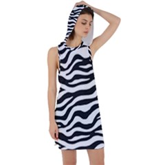 Tiger White-black 003 Jpg Racer Back Hoodie Dress by nate14shop