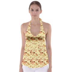 Hot-dog-pizza Babydoll Tankini Top