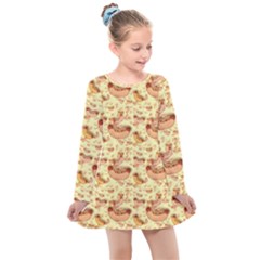 Hot-dog-pizza Kids  Long Sleeve Dress