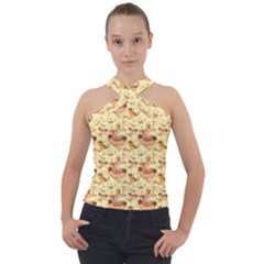 Hot-dog-pizza Cross Neck Velour Top by nate14shop