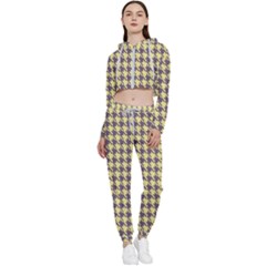 Houndstooth Cropped Zip Up Lounge Set by nate14shop