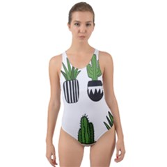 Succulents Cut-out Back One Piece Swimsuit by nate14shop