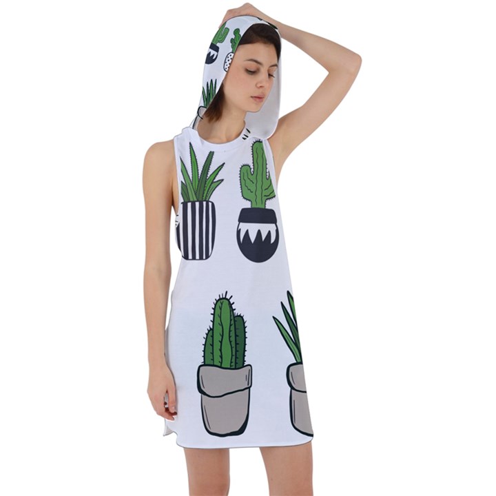 Succulents Racer Back Hoodie Dress