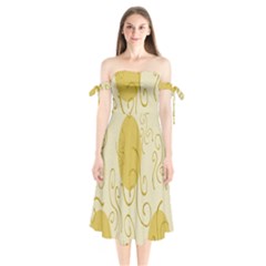 Sun Shoulder Tie Bardot Midi Dress by nate14shop