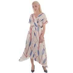 Abstract-006 Cross Front Sharkbite Hem Maxi Dress