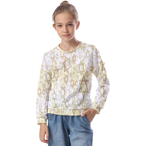 Star-of-david-001 Kids  Long Sleeve Tee With Frill  by nate14shop