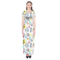 Drawing Pattern Short Sleeve Maxi Dress by artworkshop