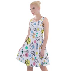 Drawing Pattern Knee Length Skater Dress by artworkshop