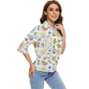 Drawing Pattern Women s Quarter Sleeve Pocket Shirt View2