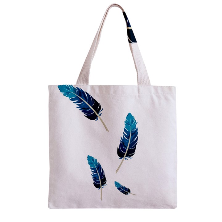 Feather Bird Zipper Grocery Tote Bag