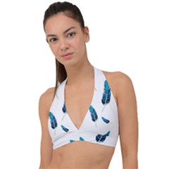 Feather Bird Halter Plunge Bikini Top