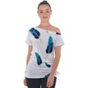 Feather Bird Off Shoulder Tie-Up Tee View1