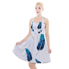 Feather Bird Halter Party Swing Dress  by artworkshop