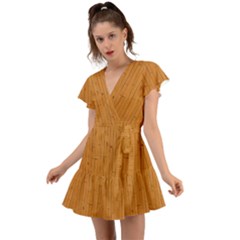 Hardwood Vertical Flutter Sleeve Wrap Dress by artworkshop