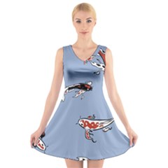 Fish Carp Koi Koi V-neck Sleeveless Dress by artworkshop