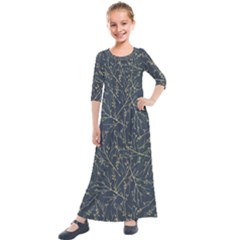 Nature Twigs Kids  Quarter Sleeve Maxi Dress by artworkshop