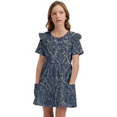 Nature Twigs Kids  Frilly Sleeves Pocket Dress